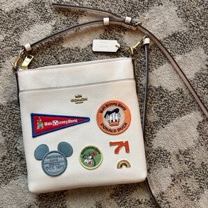 Coach Disney Cream Crossbody Bag with Disney Patches